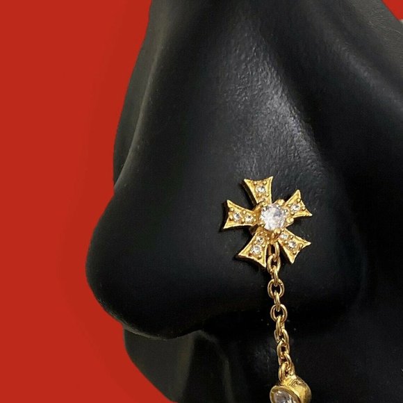 Extended Dangle Nosestud Gold Plated & 14kt Solid Gold Hypoallergenic - Picture 1 of 2